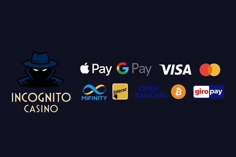 Tillgängliga betalningsmetoder hos Incognito Casino